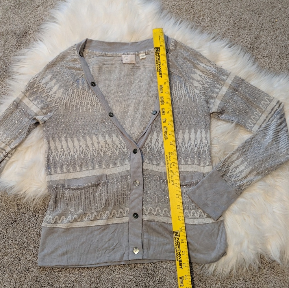 Postmark | Gray Sparkly Aztec Patterned Cardigan - image 8
